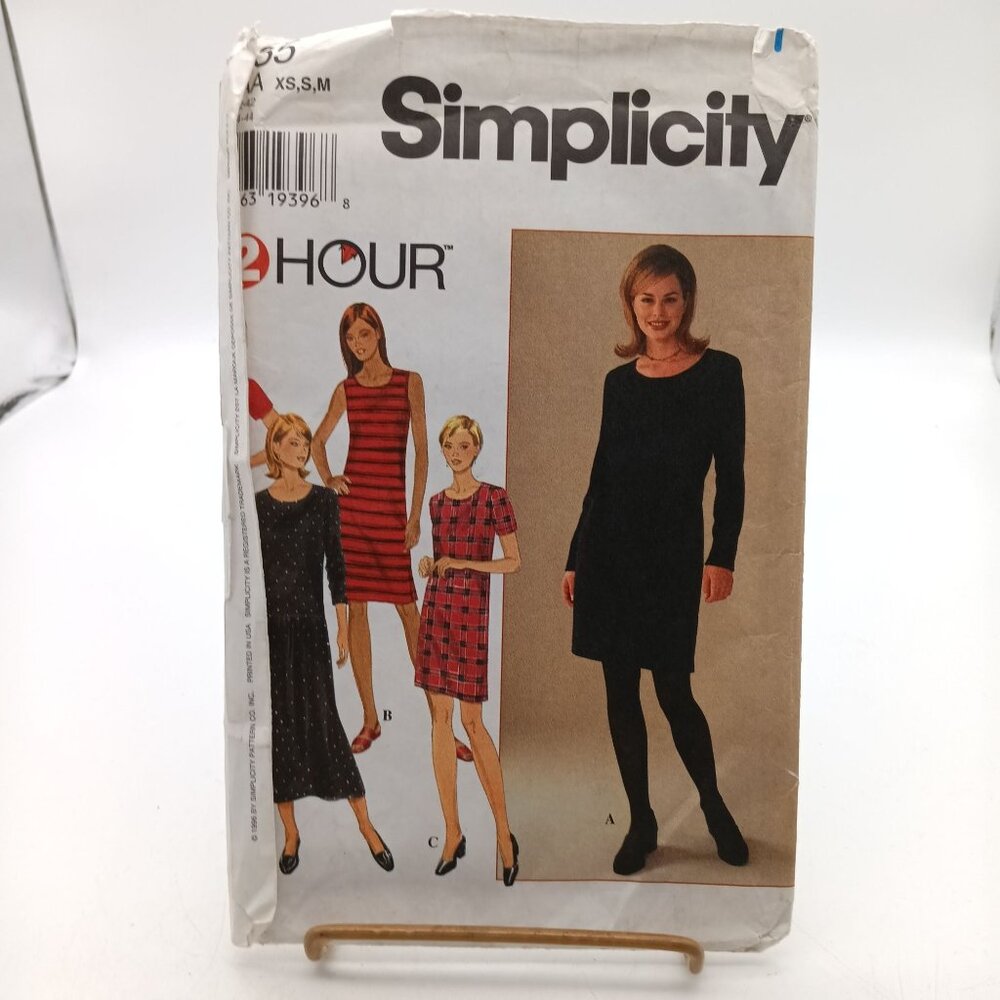 Simplicity 7335 Vintage Dress Sewing Pattern for Miss Petite 1996 Style XS/S/M R